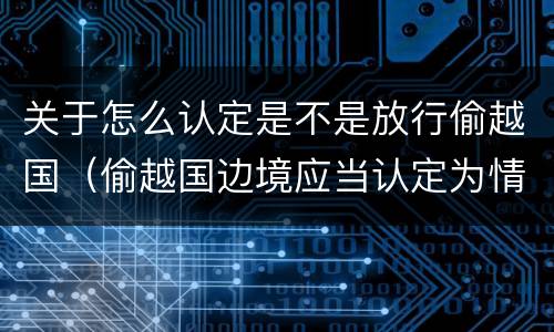 关于怎么认定是不是放行偷越国（偷越国边境应当认定为情节严重的情形是）