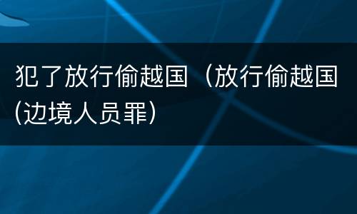 犯了放行偷越国（放行偷越国(边境人员罪）