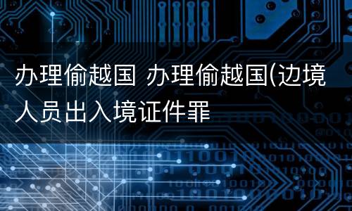 办理偷越国 办理偷越国(边境人员出入境证件罪