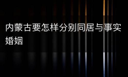 内蒙古要怎样分别同居与事实婚姻