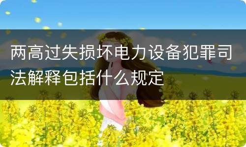 两高过失损坏电力设备犯罪司法解释包括什么规定