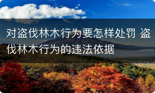 对盗伐林木行为要怎样处罚 盗伐林木行为的违法依据