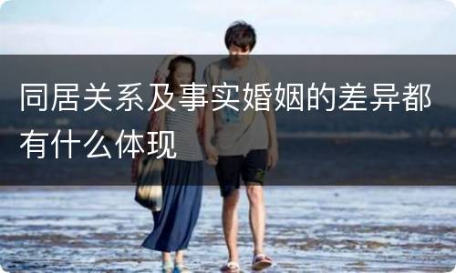 同居关系及事实婚姻的差异都有什么体现