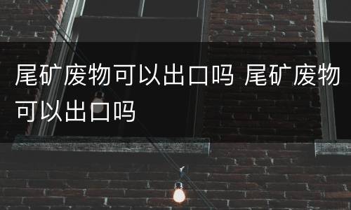 尾矿废物可以出口吗 尾矿废物可以出口吗