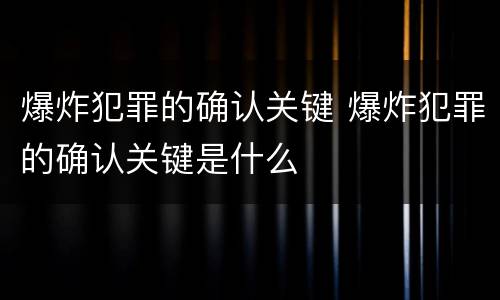 爆炸犯罪的确认关键 爆炸犯罪的确认关键是什么