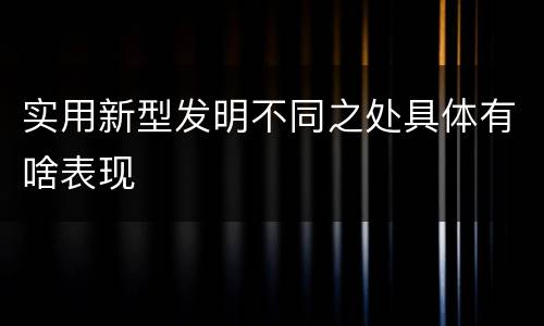 实用新型发明不同之处具体有啥表现