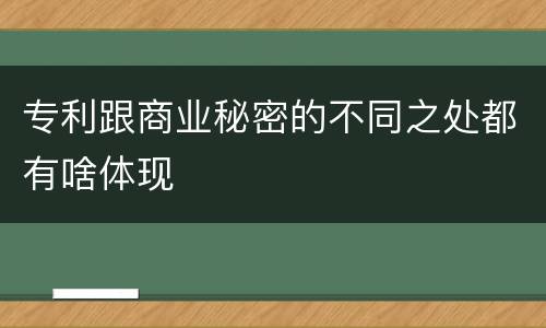 专利跟商业秘密的不同之处都有啥体现