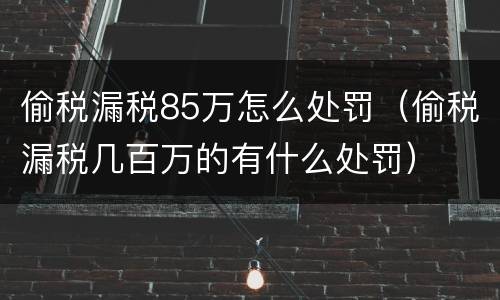 偷税漏税85万怎么处罚（偷税漏税几百万的有什么处罚）