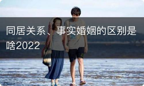 同居关系、事实婚姻的区别是啥2022