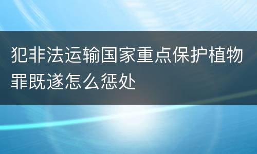 犯非法运输国家重点保护植物罪既遂怎么惩处