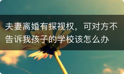 夫妻离婚有探视权，可对方不告诉我孩子的学校该怎么办