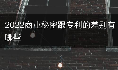 2022商业秘密跟专利的差别有哪些