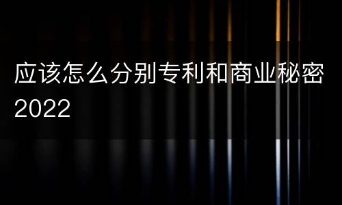 应该怎么分别专利和商业秘密2022