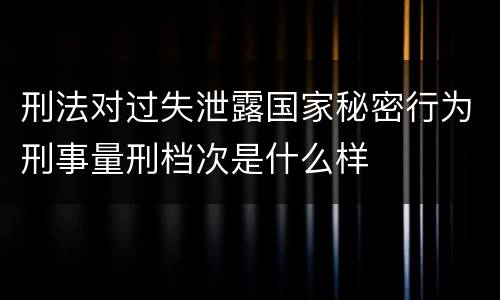 刑法对过失泄露国家秘密行为刑事量刑档次是什么样