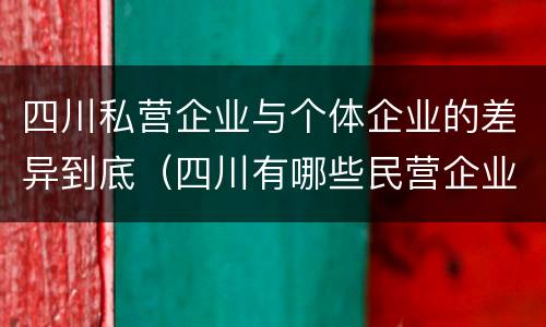 四川私营企业与个体企业的差异到底（四川有哪些民营企业）