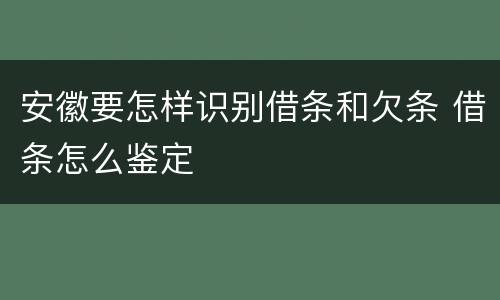 安徽要怎样识别借条和欠条 借条怎么鉴定