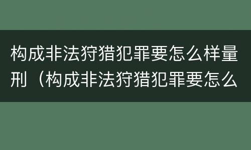 构成非法狩猎犯罪要怎么样量刑（构成非法狩猎犯罪要怎么样量刑呢）