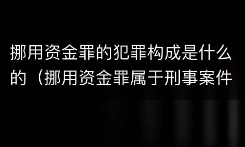 挪用资金罪的犯罪构成是什么的（挪用资金罪属于刑事案件吗）
