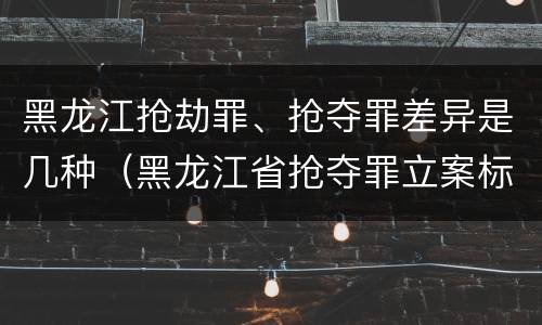 黑龙江抢劫罪、抢夺罪差异是几种（黑龙江省抢夺罪立案标准）