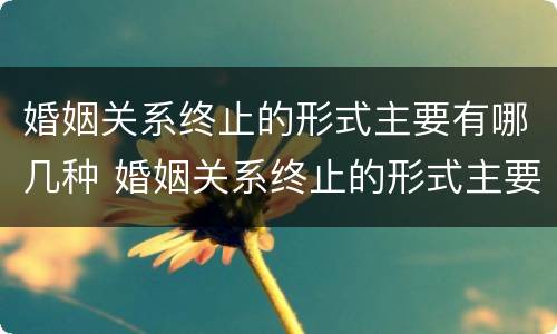 婚姻关系终止的形式主要有哪几种 婚姻关系终止的形式主要有哪几种情形