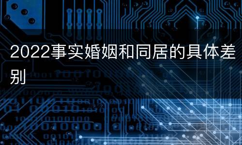 2022事实婚姻和同居的具体差别