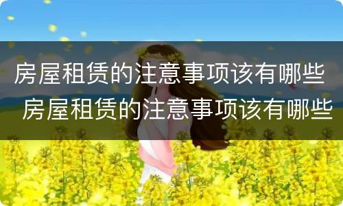 房屋租赁的注意事项该有哪些 房屋租赁的注意事项该有哪些呢