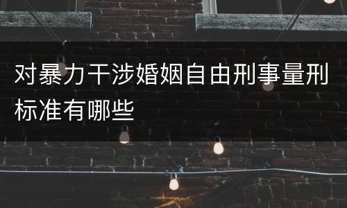 对暴力干涉婚姻自由刑事量刑标准有哪些