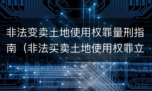 非法变卖土地使用权罪量刑指南（非法买卖土地使用权罪立案标准）