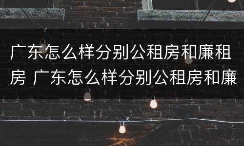 广东怎么样分别公租房和廉租房 广东怎么样分别公租房和廉租房呢