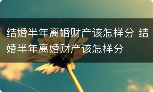 结婚半年离婚财产该怎样分 结婚半年离婚财产该怎样分