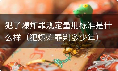 犯了爆炸罪规定量刑标准是什么样（犯爆炸罪判多少年）