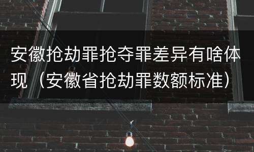 安徽抢劫罪抢夺罪差异有啥体现（安徽省抢劫罪数额标准）