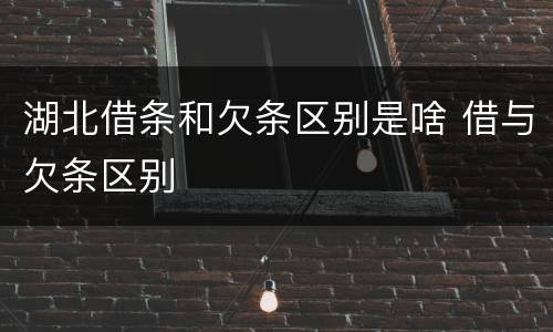 湖北借条和欠条区别是啥 借与欠条区别