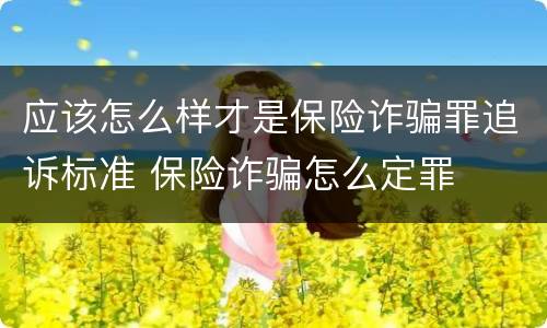 应该怎么样才是保险诈骗罪追诉标准 保险诈骗怎么定罪