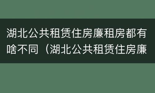 湖北公共租赁住房廉租房都有啥不同（湖北公共租赁住房廉租房都有啥不同呢）
