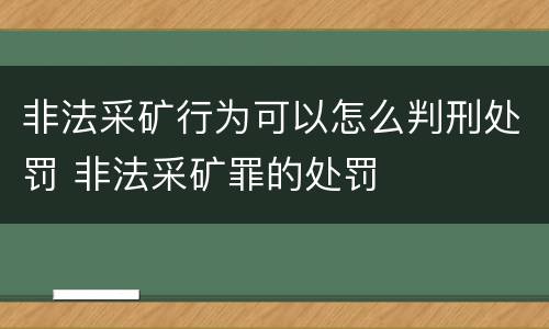 非法采矿行为可以怎么判刑处罚 非法采矿罪的处罚