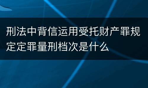 刑法中背信运用受托财产罪规定定罪量刑档次是什么