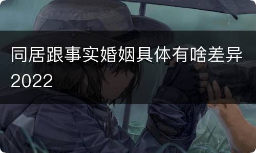 同居跟事实婚姻具体有啥差异2022