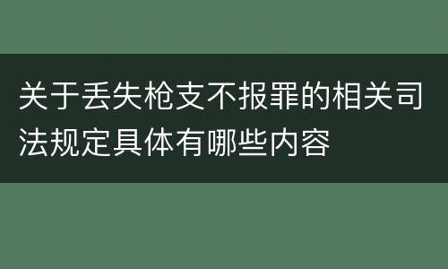 关于丢失枪支不报罪的相关司法规定具体有哪些内容