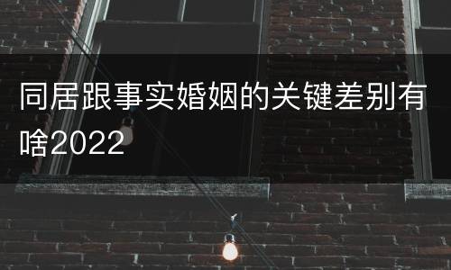 同居跟事实婚姻的关键差别有啥2022