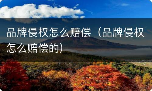 品牌侵权怎么赔偿（品牌侵权怎么赔偿的）