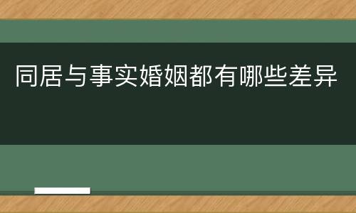 同居与事实婚姻都有哪些差异