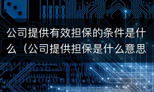 公司提供有效担保的条件是什么（公司提供担保是什么意思）