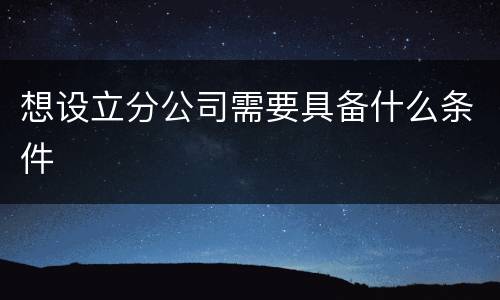 想设立分公司需要具备什么条件