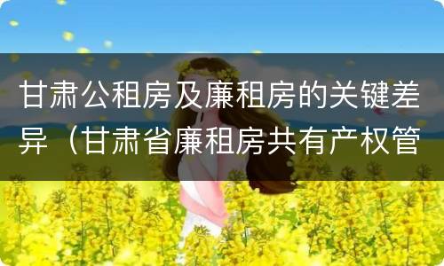 甘肃公租房及廉租房的关键差异（甘肃省廉租房共有产权管理办法）