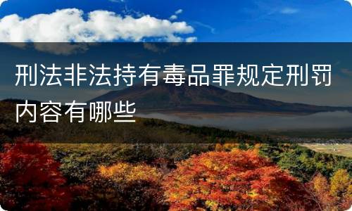 刑法非法持有毒品罪规定刑罚内容有哪些