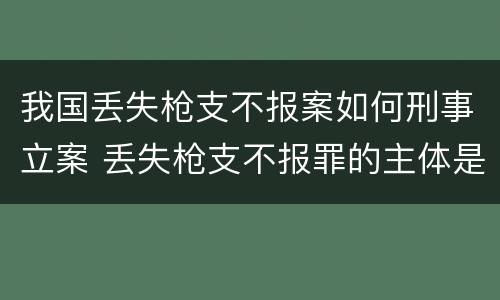 我国丢失枪支不报案如何刑事立案 丢失枪支不报罪的主体是什么