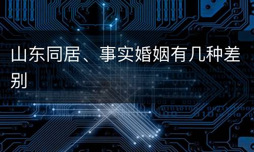 山东同居、事实婚姻有几种差别
