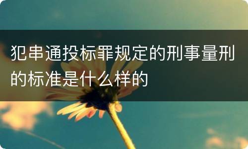 犯串通投标罪规定的刑事量刑的标准是什么样的
