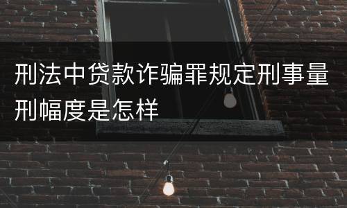 刑法中贷款诈骗罪规定刑事量刑幅度是怎样